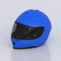 Blue Full Face Motorcycle Helmet With Shiny Surface And Protective Visor 3d model