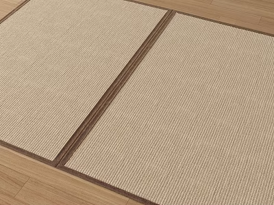 Natural Beige Square Woven Carpet With Textured Surface And Brown Border 3d model