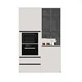Modern White Storage Cabinet With Glass Display Doors Drawers And Open Shelves