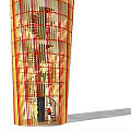 Modern Conical Tower With Orange Yellow Grid Exterior Architectural Design 3d model