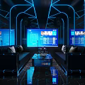 Hi Tech KTV Corridor With Neon Blue Lighting And Mirrors