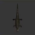 Detailed Reptile Crocodile With Open Mouth On Smooth Dark Background Showing Clear Reflection