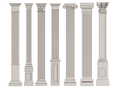 Roman Columns In Various Classical Styles With Decorative Capitals And Fluted Shafts 3d model