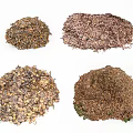 Four Piles of Diverse Organic Garden Materials With Natural Textures and Colors