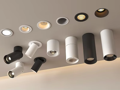 Modern Decorative Ceiling Mounted Downlights And Spotlights In Black White Styles 3d model