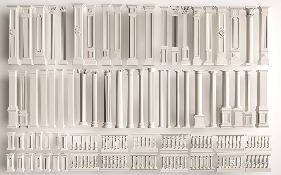 Various Decorative Column Designs For Interior And Exterior Architectural Use 3d model