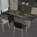 Modern Dining Table Set With Marble Top And Light Dark Chairs In Modern Kitchen Interior 3d model