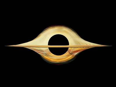 Cosmic Black Hole Accretion Disk With Golden Ring Structure In Space 3d model