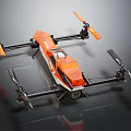 Smart Machine Orange Drone With Four Rotors And Sleek Aerodynamic Body Design
