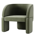 Brown Leather Single Sofa With Minimalist Modern Design And Rounded Armrests