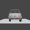 Vintage White Compact Hatchback Car With Round Headlights Retro Classic Design