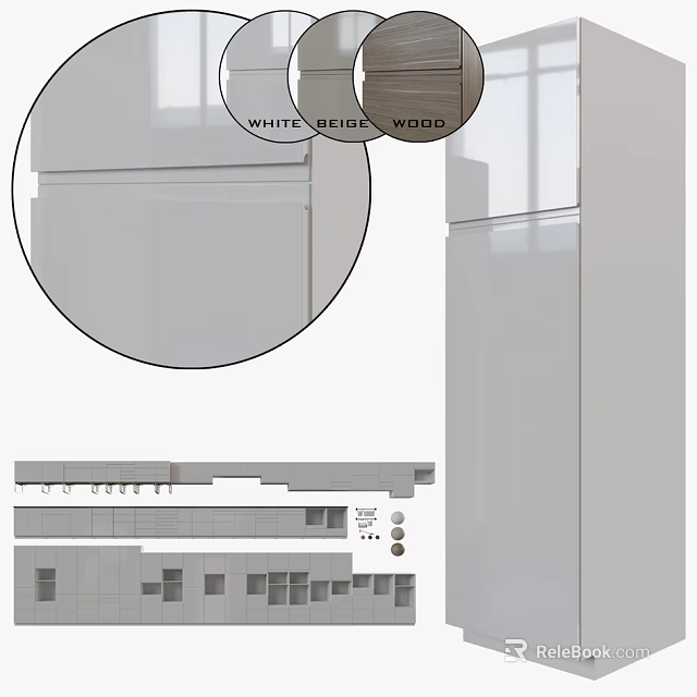 Modern Storage Shelf Unit With White Brick And Wood Design Elements 3d model 