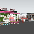 Variety of Retail Shops Including Flower Shop Café Burger Stand and Food Stalls