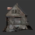 Vintage Old House Architecture With Red Roof Stone Walls And Wooden Windows
