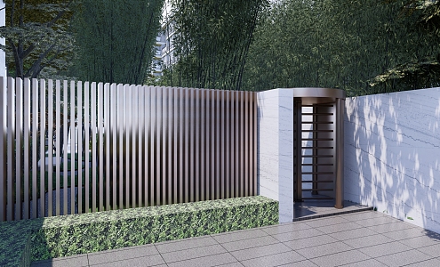 Modern Gate Residential District secondary entrance revolving gate fence 3d model