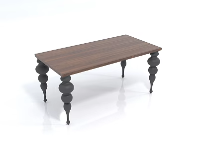 Modern Stylish Coffee Table with Wooden Top and Black Spherical Decorative Legs 3d model