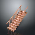 Sturdy Wooden Staircase With Handrail And Solid Steps For Indoor Use 3d model