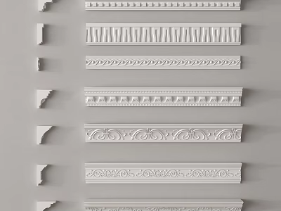 Decorative Gypsum Cornice Designs With Various Intricate Patterns And Styles 3d model