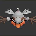 Cute Cartoon Duck Character With Gray Hair Orange Beak Pink Sweater And Outstretched Arms