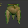 Ancient Terracotta Vessel With Tripod Legs Side Handle And Textured Surface