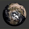 Earth Globe With Blue Oceans Brown Continents And White Clouds