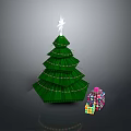 Green Layered Arbor With Star Ornament And Colorful Gift Boxes