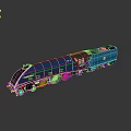 Blue Train Model with Detailed Appearance on Grey Background and Shiny Reflection 3d model
