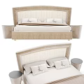 Elegant Modern Double Bed With Upholstered Headboard Soft Pillows And Bedside Tables 3d model