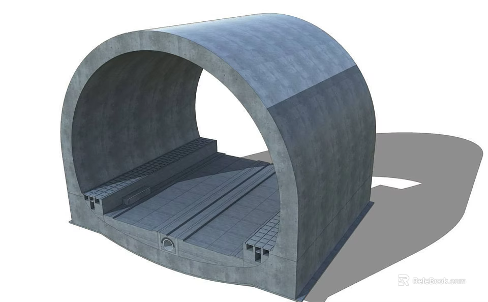 Road Infrastructure Concrete Semicircular Arch Structure With Internal Passage And Drainage Tracks 3d model