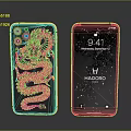 Smartphones With Dragon Pattern Back And HADORO Logo Starry Screen Design 3d model