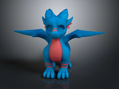 Blue Dragon Game And Movie Character With Pink Belly Red Stripes And Wings 3d model