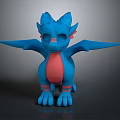 Blue Dragon Game And Movie Character With Pink Belly Red Stripes And Wings