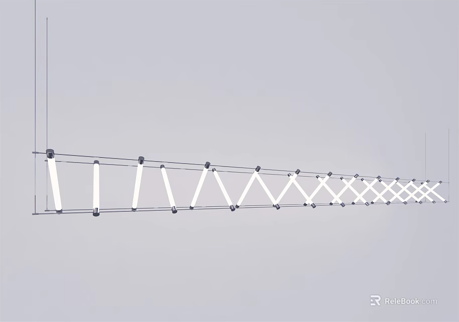 Modern White Geometric Chandelier With Linear Hanging Ceiling Structure Design 3d model