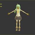 Anime Style 3D Game Character With Silver Hair White Top Purple Skirt And Pink Shoes