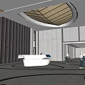 Modern Hotel Lobby Interior With Dome Ceiling Marble Flooring Reception Desk And Sofa Seating