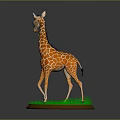 Decorative Giraffe Figurine as Home Living Accessory with Green Base and Leaf in Mouth