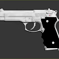 Modern Silver Semi Automatic Pistol With Black Grip And Shiny Metal Finish
