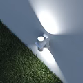Wall Mounted Outdoor Light Providing Bright Illumination On Exterior Wall And Green Grass