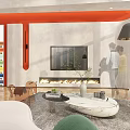 CARPOLY Art Paint Exhibition Space With Red Wall Logo And Reception Area