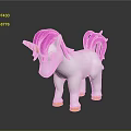 Adorable White Unicorn Toy With Pink Mane Tail Yellow Horn Hooves And Smiling Face
