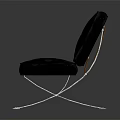 Brown Leather Leisure Chair With Tufted Backrest And Silver Metal Frame