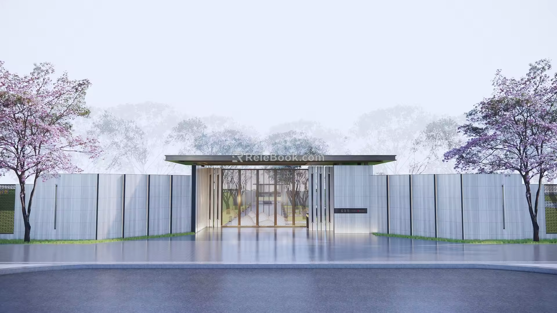 New Chinese style gate entrance gate tower axis landscape 3d model