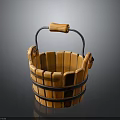 Sturdy Wooden Bucket With Metal Handle And Wooden Grip For Daily Use
