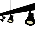 Black Track Mounted Downlights And Spotlights With Modern LED Ceiling Lighting Design 3d model