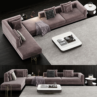 Modern corner sofa fabric corner multi-person sofa side combination 3d model