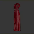 Elegant Red Long Dress With Ruffled Collar And Long Sleeves Design
