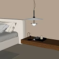 Modern Pendant Light In Living Room With Sofa Wooden Side Table Chessboard And Decorative Candles