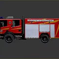 Red Fire Truck Model With Mercedes Benz Logo Emergency Lights And White Doors