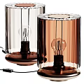 Modern Stylish Candle Lamp With Transparent Glass Shade And Copper Base
