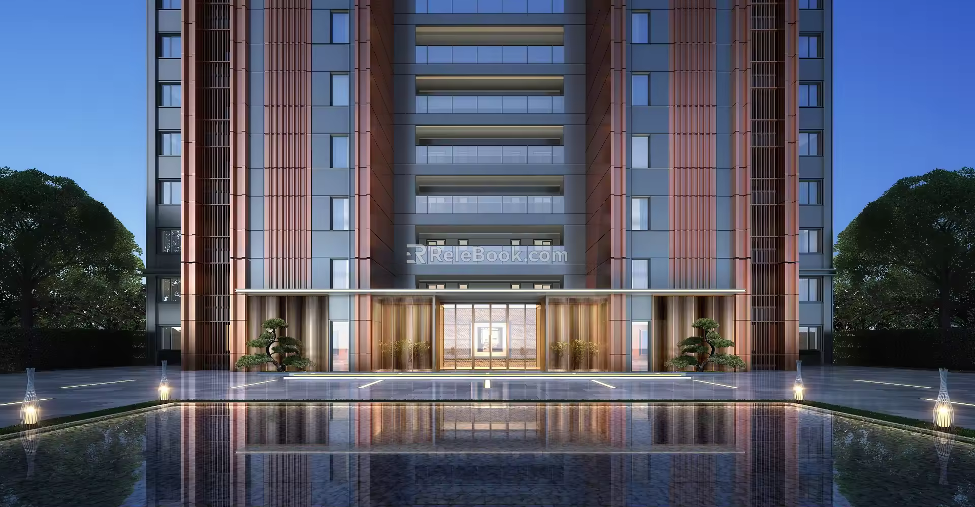 Modern gate non-overhead north lobby orange black version 3d model